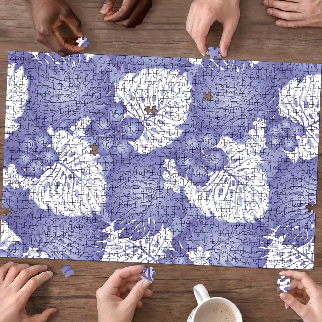 Purple Aloha Hawaii Puzzle Monstera Hibiscus Plumeria Seamless Vibes - Polynesian Pride