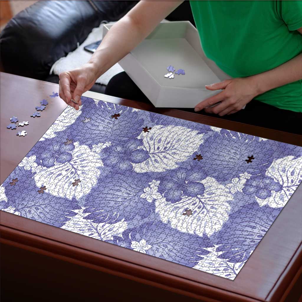Purple Aloha Hawaii Puzzle Monstera Hibiscus Plumeria Seamless Vibes - Polynesian Pride