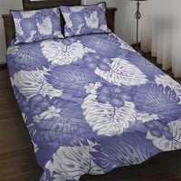 Purple Aloha Hawaii Quilt Bed Set Monstera Hibiscus Plumeria Seamless Vibes - Polynesian Pride