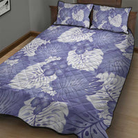Purple Aloha Hawaii Quilt Bed Set Monstera Hibiscus Plumeria Seamless Vibes - Polynesian Pride