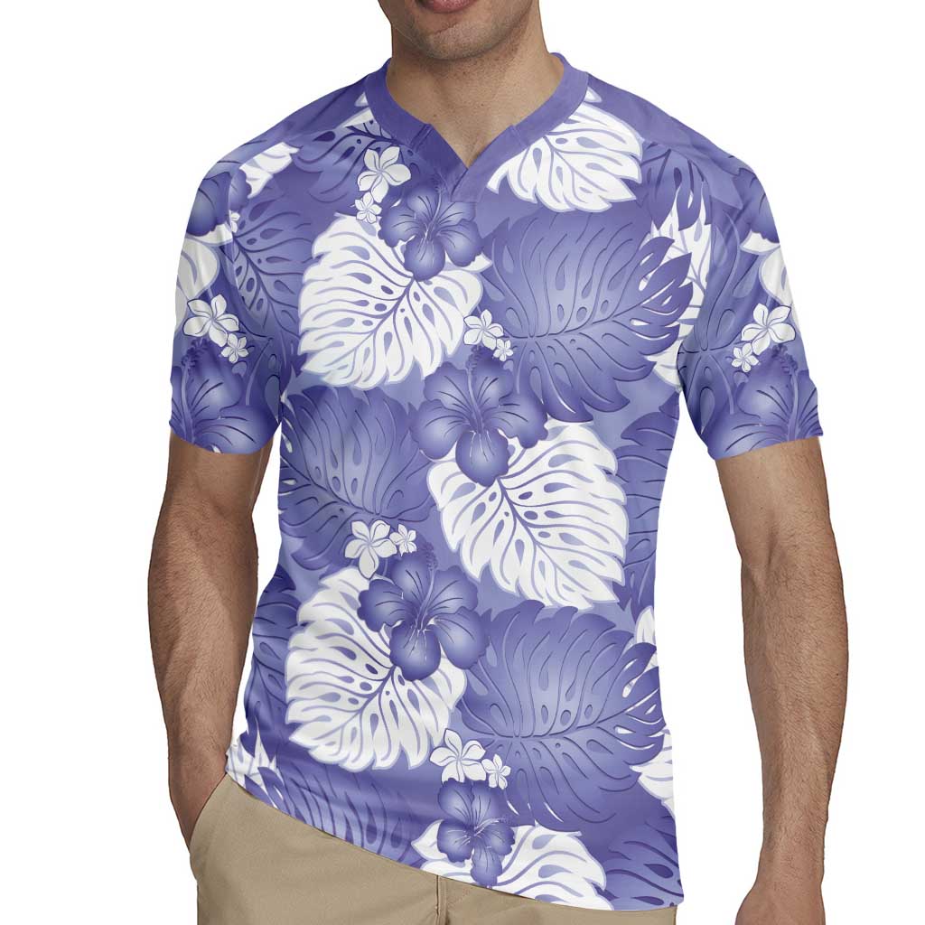 Purple Aloha Hawaii Rugby Jersey Monstera Hibiscus Plumeria Seamless Vibes - Polynesian Pride