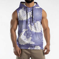 Purple Aloha Hawaii Sleeveless Hoodie Monstera Hibiscus Plumeria Seamless Vibes - Polynesian Pride