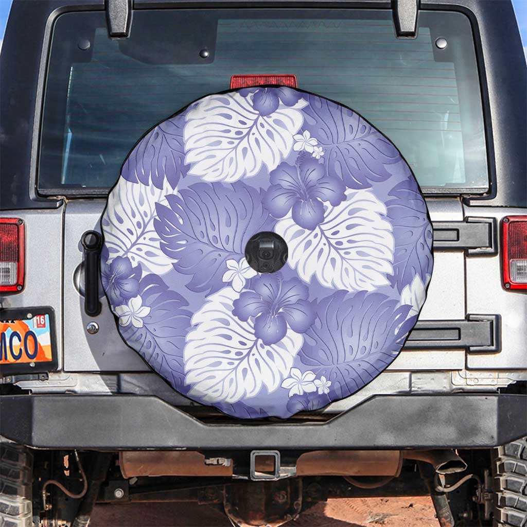 Purple Aloha Hawaii Spare Tire Cover Monstera Hibiscus Plumeria Seamless Vibes - Polynesian Pride