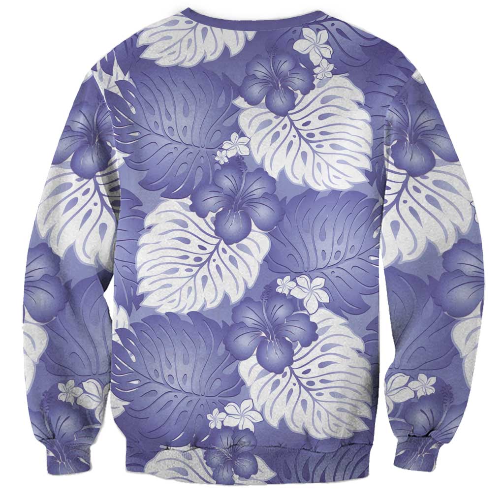 Purple Aloha Hawaii Sweatshirt Monstera Hibiscus Plumeria Seamless Vibes - Polynesian Pride