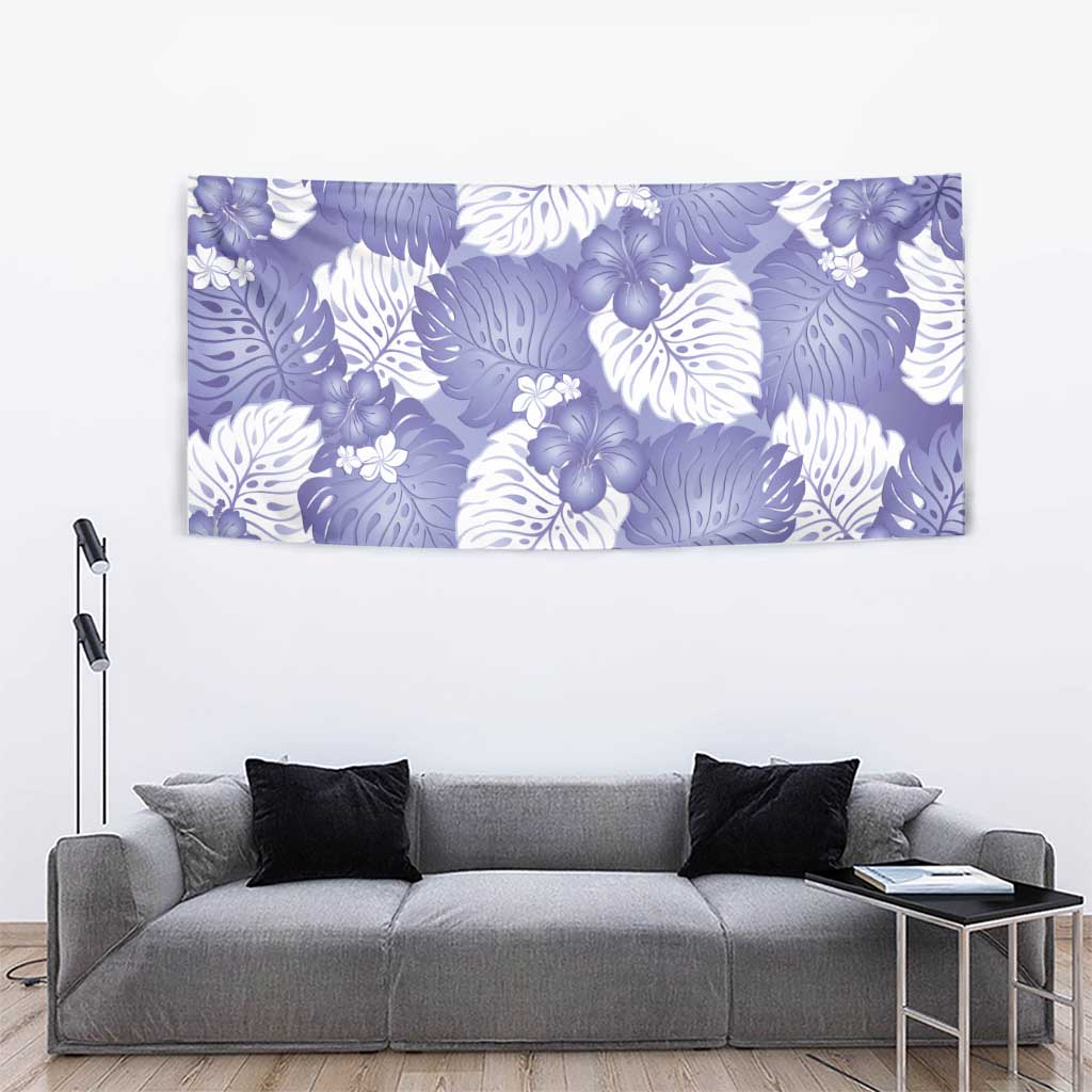 Purple Aloha Hawaii Tapestry Monstera Hibiscus Plumeria Seamless Vibes - Polynesian Pride