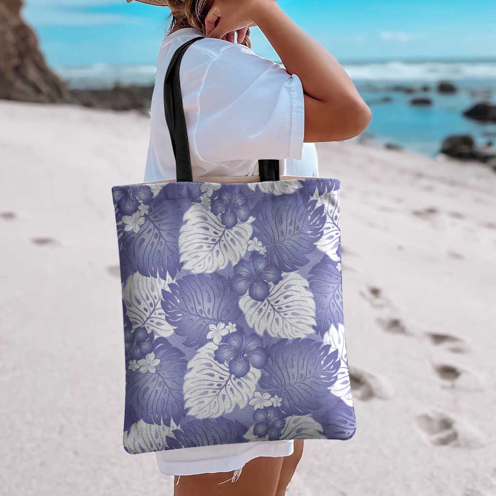 Purple Aloha Hawaii Tote Bag Monstera Hibiscus Plumeria Seamless Vibes - Polynesian Pride