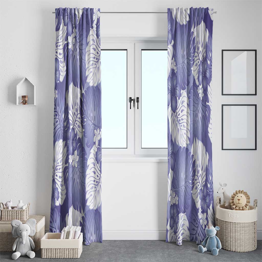 Purple Aloha Hawaii Window Curtain Monstera Hibiscus Plumeria Seamless Vibes - Polynesian Pride