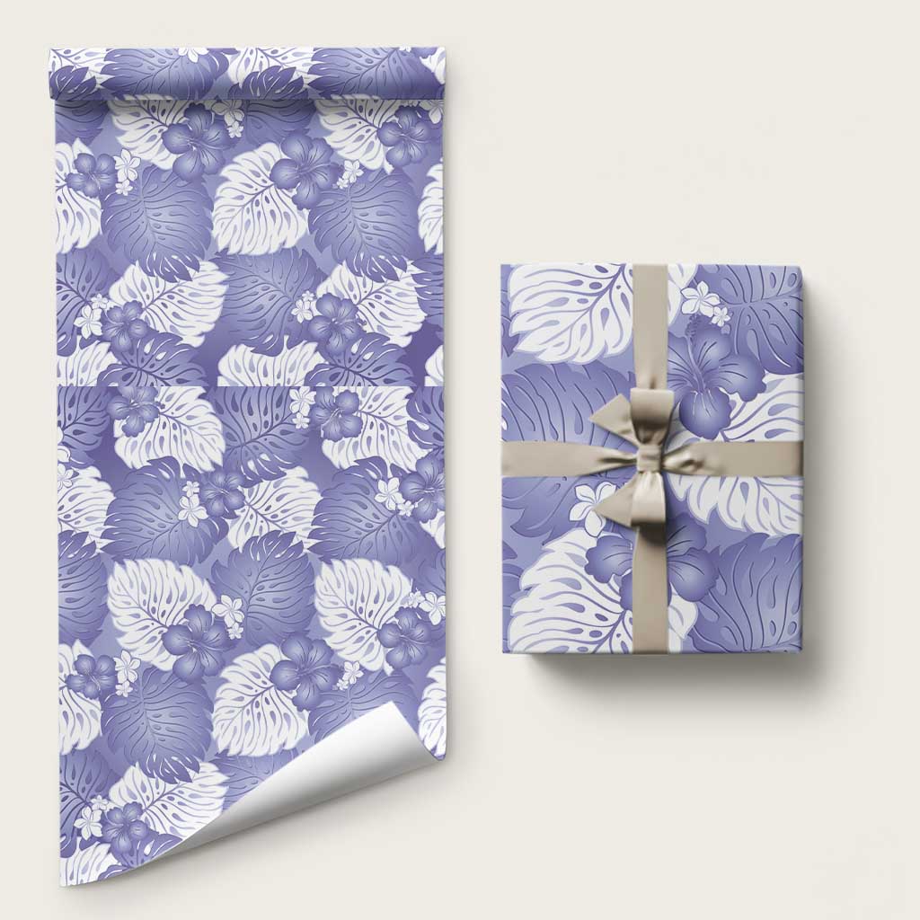 Purple Aloha Hawaii Wrapping Paper Monstera Hibiscus Plumeria Seamless Vibes - Polynesian Pride