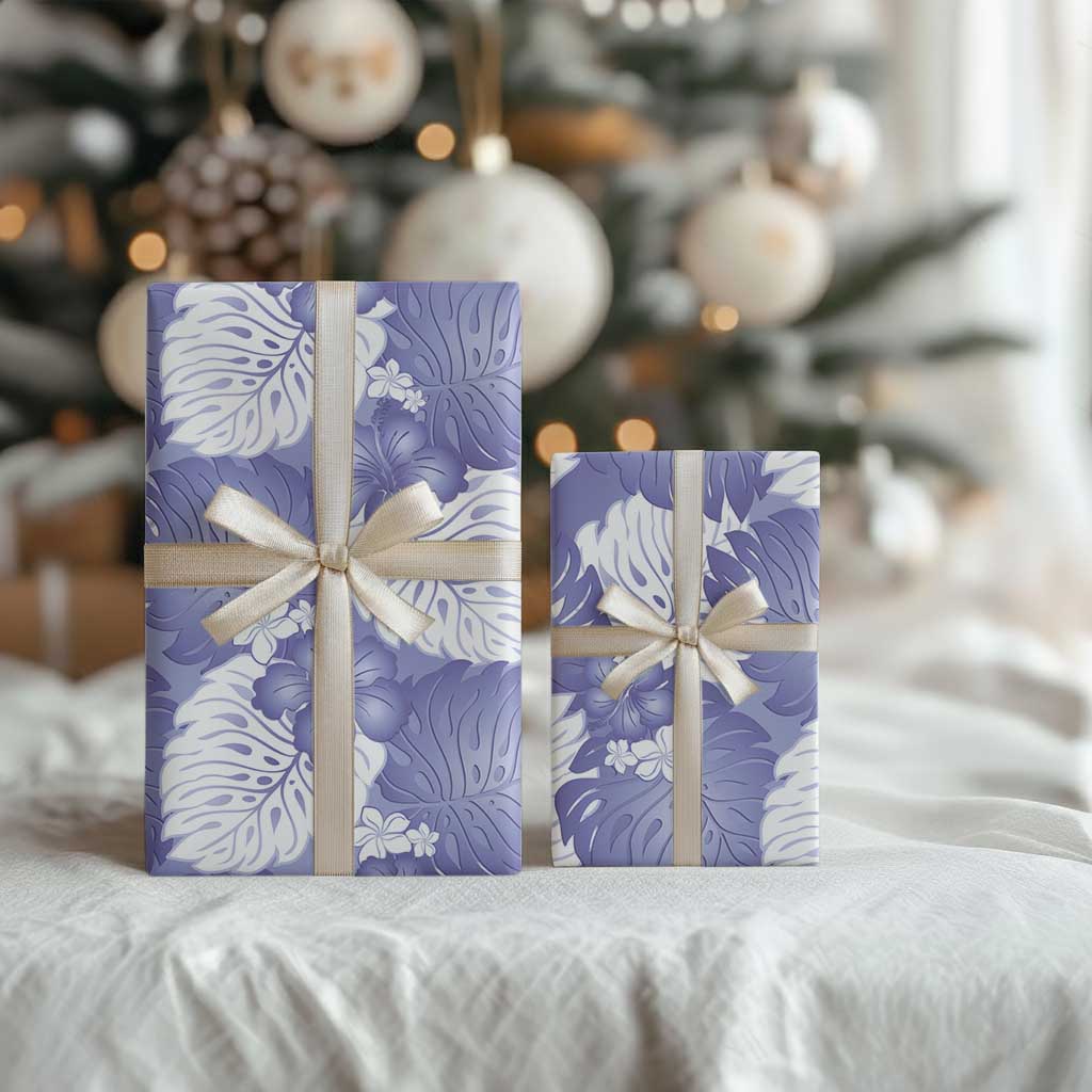 Purple Aloha Hawaii Wrapping Paper Monstera Hibiscus Plumeria Seamless Vibes - Polynesian Pride