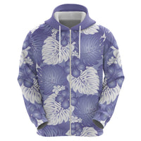 Purple Aloha Hawaii Zip Hoodie Monstera Hibiscus Plumeria Seamless Vibes - Polynesian Pride