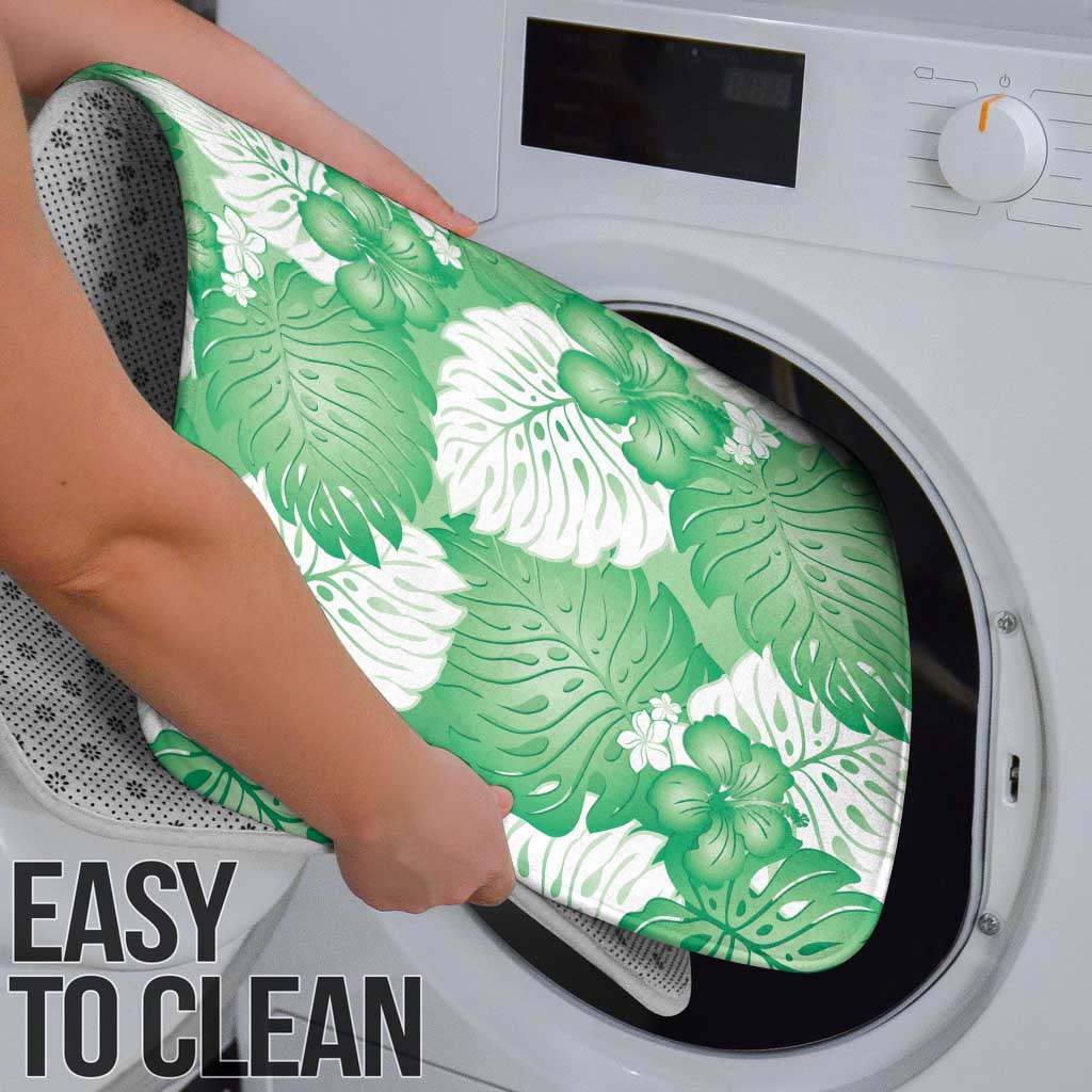 Green Aloha Hawaii Bathroom Set Monstera Hibiscus Plumeria Seamless Vibes - Polynesian Pride