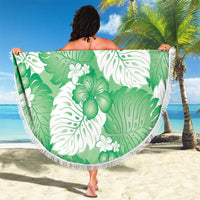 Green Aloha Hawaii Beach Blanket Monstera Hibiscus Plumeria Seamless Vibes - Polynesian Pride