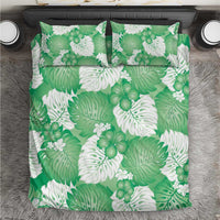 Green Aloha Hawaii Bedding Set Monstera Hibiscus Plumeria Seamless Vibes LT14 Green - Polynesian Pride