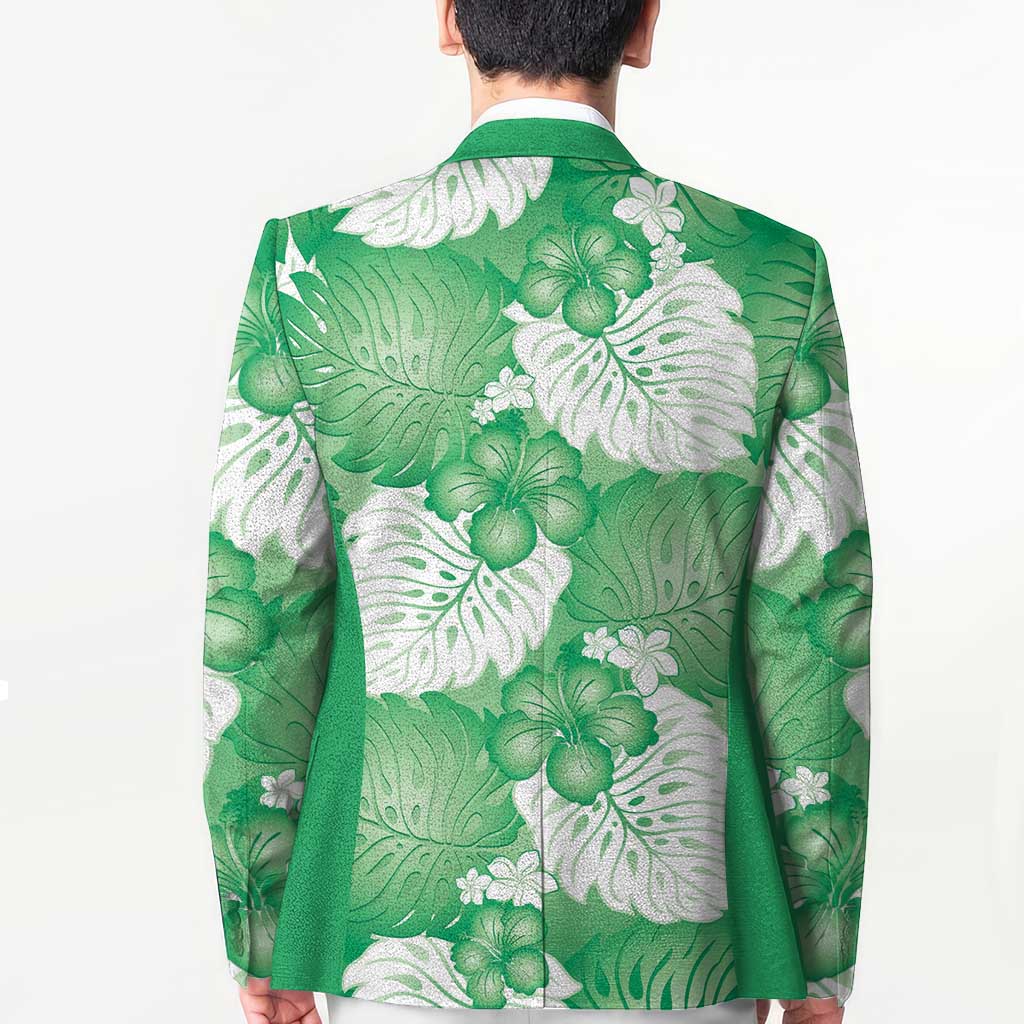 Green Aloha Hawaii Blazer Monstera Hibiscus Plumeria Seamless Vibes - Polynesian Pride