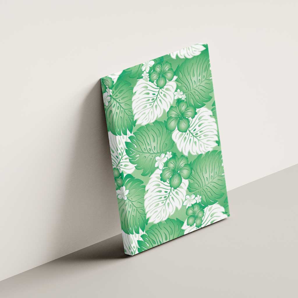 Green Aloha Hawaii Canvas Wall Art Monstera Hibiscus Plumeria Seamless Vibes - Polynesian Pride