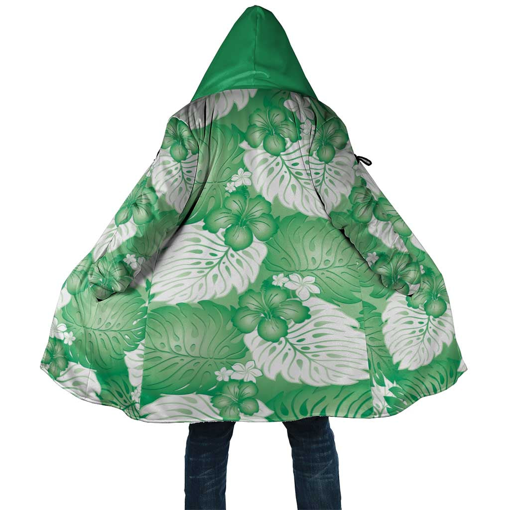 Green Aloha Hawaii Cloak Monstera Hibiscus Plumeria Seamless Vibes - Polynesian Pride