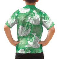 Green Aloha Hawaii Family Matching Puletasi and Hawaiian Shirt Monstera Hibiscus Plumeria Seamless Vibes - Polynesian Pride