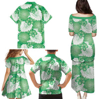 Green Aloha Hawaii Family Matching Puletasi and Hawaiian Shirt Monstera Hibiscus Plumeria Seamless Vibes - Polynesian Pride