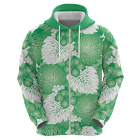 Green Aloha Hawaii Hoodie Monstera Hibiscus Plumeria Seamless Vibes - Polynesian Pride