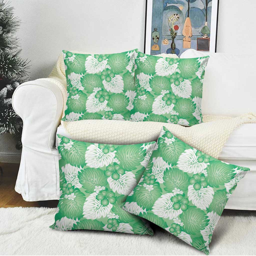 Green Aloha Hawaii Pillow Cover Monstera Hibiscus Plumeria Seamless Vibes - Polynesian Pride