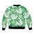 Green Aloha Hawaii Sleeve Zip Bomber Jacket Monstera Hibiscus Plumeria Seamless Vibes - Polynesian Pride