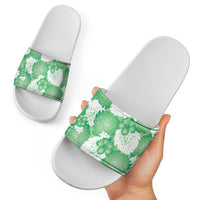 Green Aloha Hawaii Slide Sandals Monstera Hibiscus Plumeria Seamless Vibes - Polynesian Pride