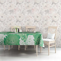 Green Aloha Hawaii Tablecloth Monstera Hibiscus Plumeria Seamless Vibes - Polynesian Pride