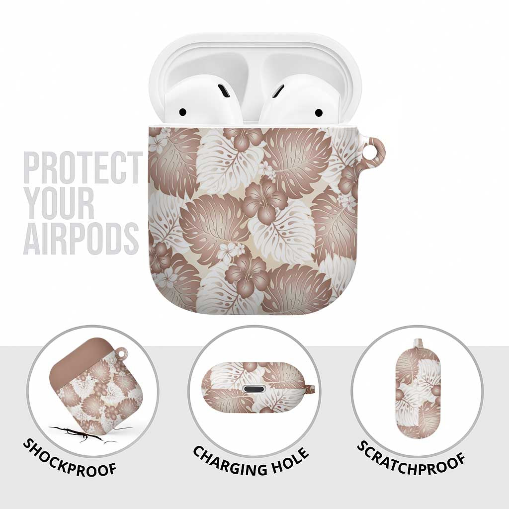 Mocha Mousse Aloha Hawaii AirPods Case Monstera Hibiscus Plumeria Seamless Vibes - Polynesian Pride