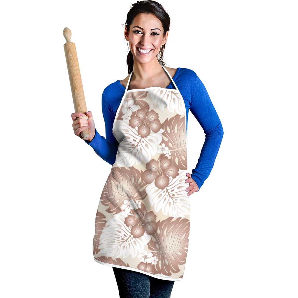Mocha Mousse Aloha Hawaii Apron Monstera Hibiscus Plumeria Seamless Vibes - Polynesian Pride