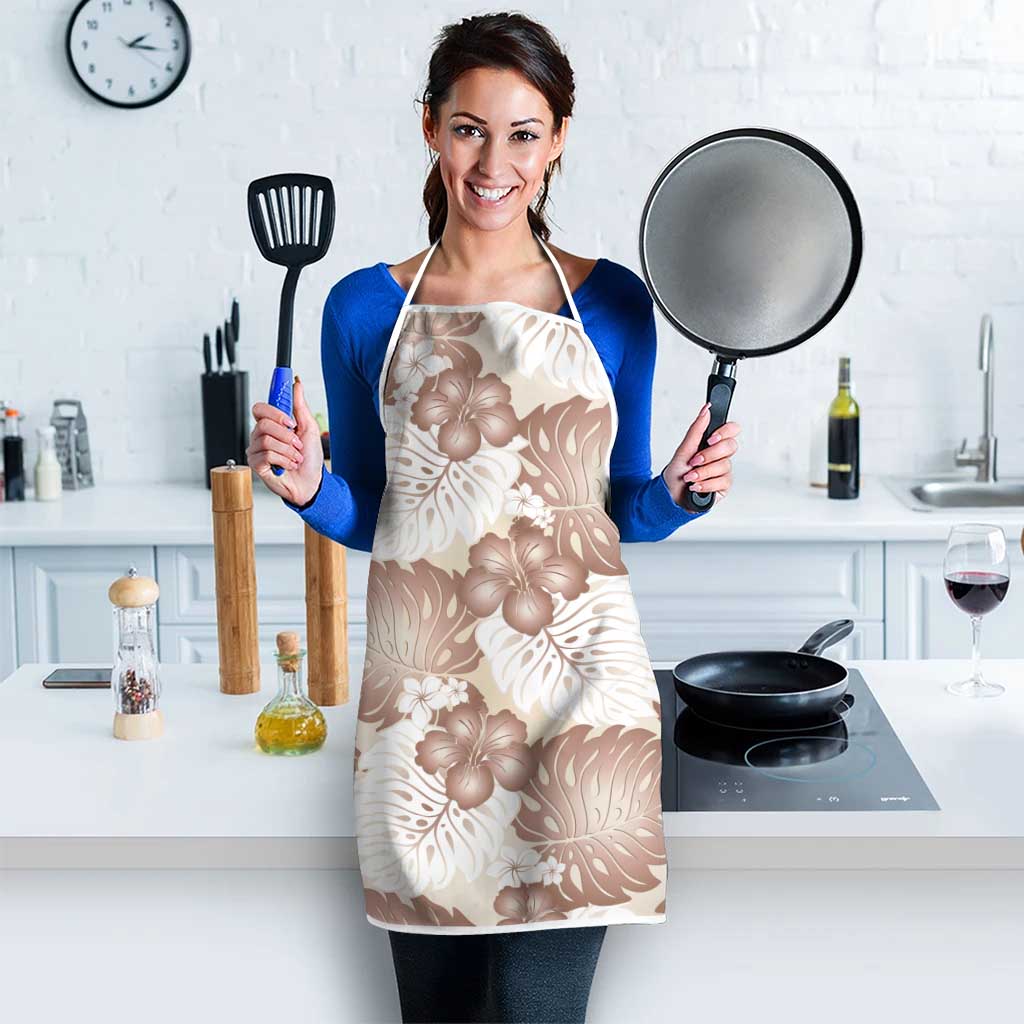 Mocha Mousse Aloha Hawaii Apron Monstera Hibiscus Plumeria Seamless Vibes - Polynesian Pride