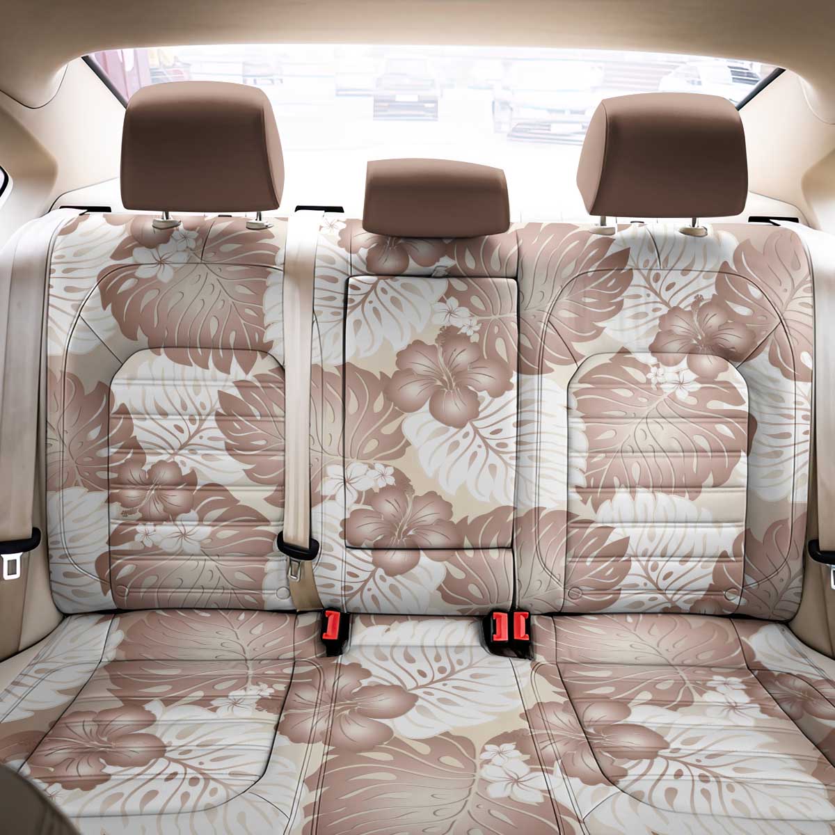 Mocha Mousse Aloha Hawaii Back Car Seat Cover Monstera Hibiscus Plumeria Seamless Vibes - Polynesian Pride
