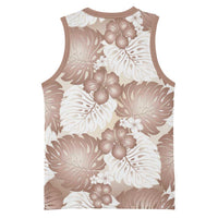 Mocha Mousse Aloha Hawaii Basketball Jersey Monstera Hibiscus Plumeria Seamless Vibes - Polynesian Pride