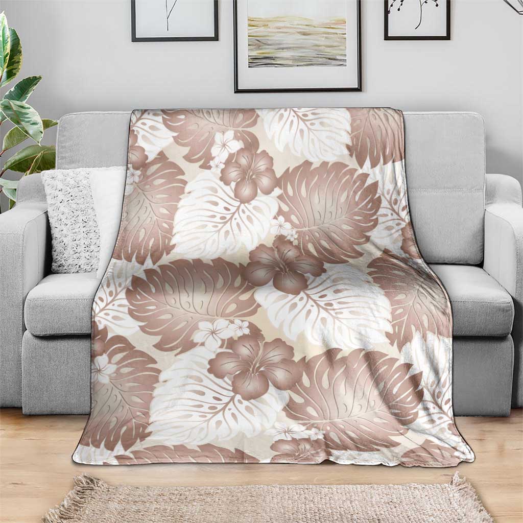 Mocha Mousse Aloha Hawaii Blanket Monstera Hibiscus Plumeria Seamless Vibes - Polynesian Pride