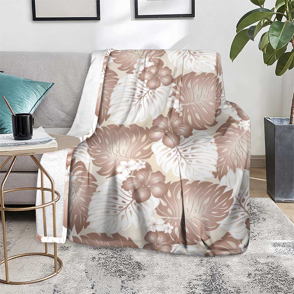 Mocha Mousse Aloha Hawaii Blanket Monstera Hibiscus Plumeria Seamless Vibes - Polynesian Pride