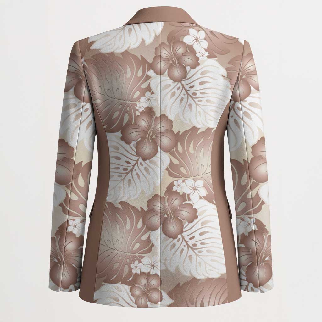 Mocha Mousse Aloha Hawaii Blazer Monstera Hibiscus Plumeria Seamless Vibes - Polynesian Pride