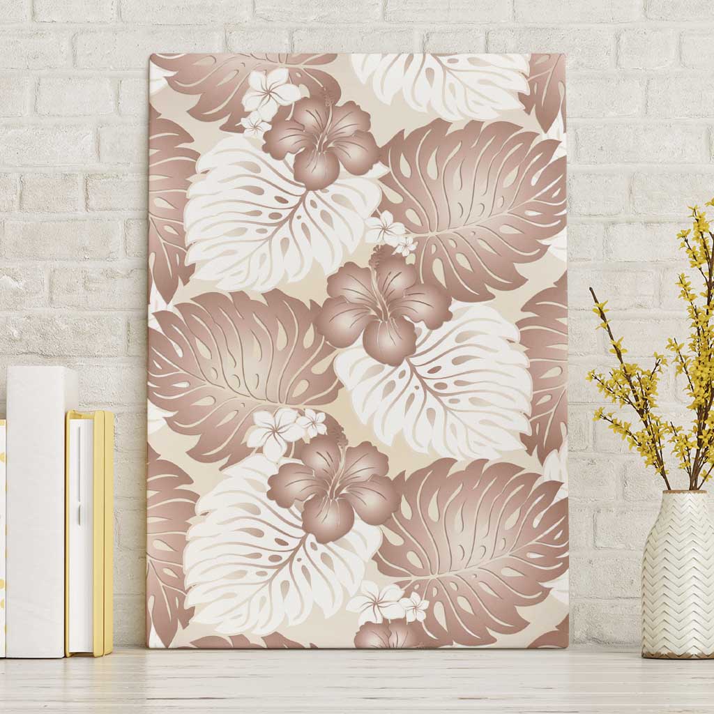 Mocha Mousse Aloha Hawaii Canvas Wall Art Monstera Hibiscus Plumeria Seamless Vibes - Polynesian Pride