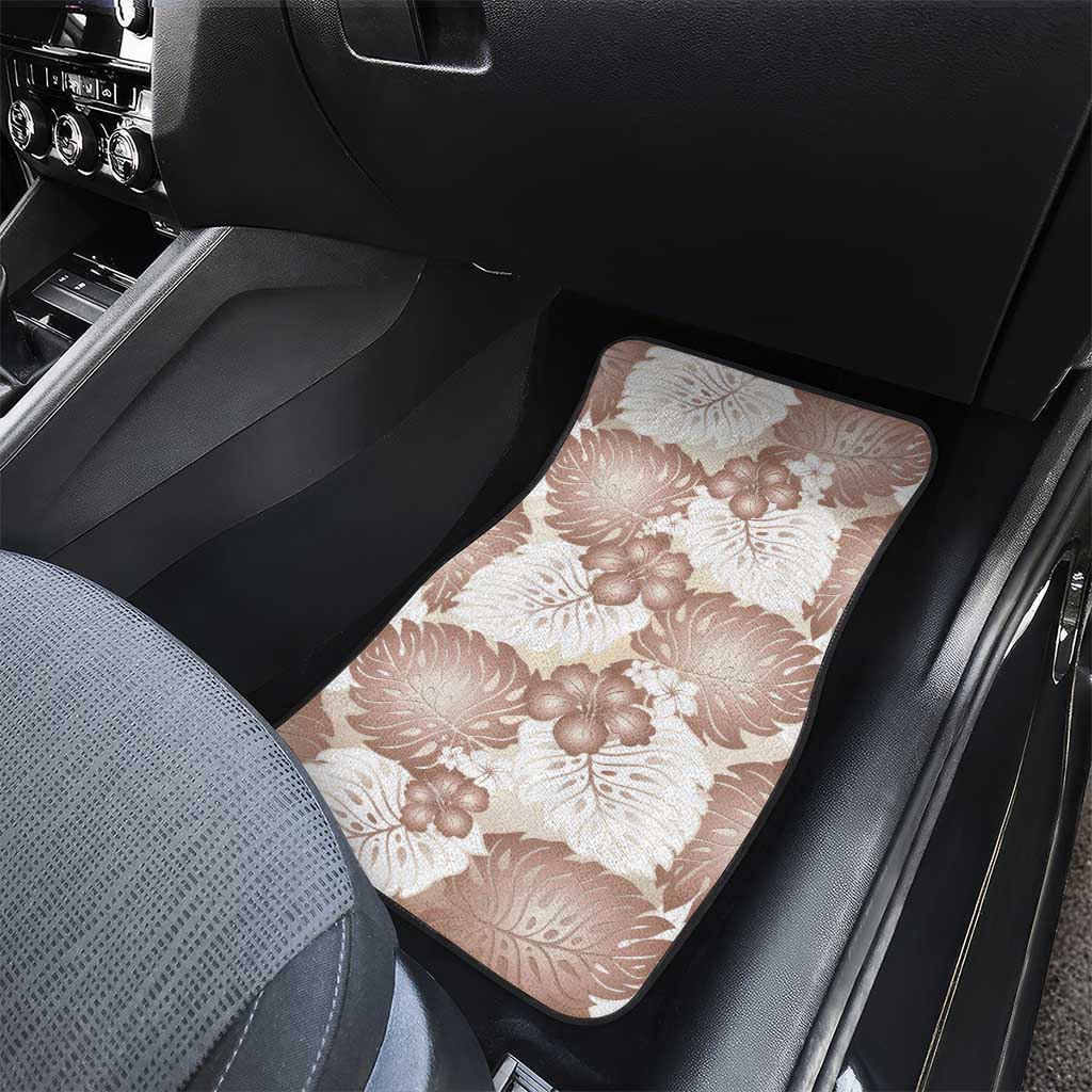 Mocha Mousse Aloha Hawaii Car Mats Monstera Hibiscus Plumeria Seamless Vibes - Polynesian Pride