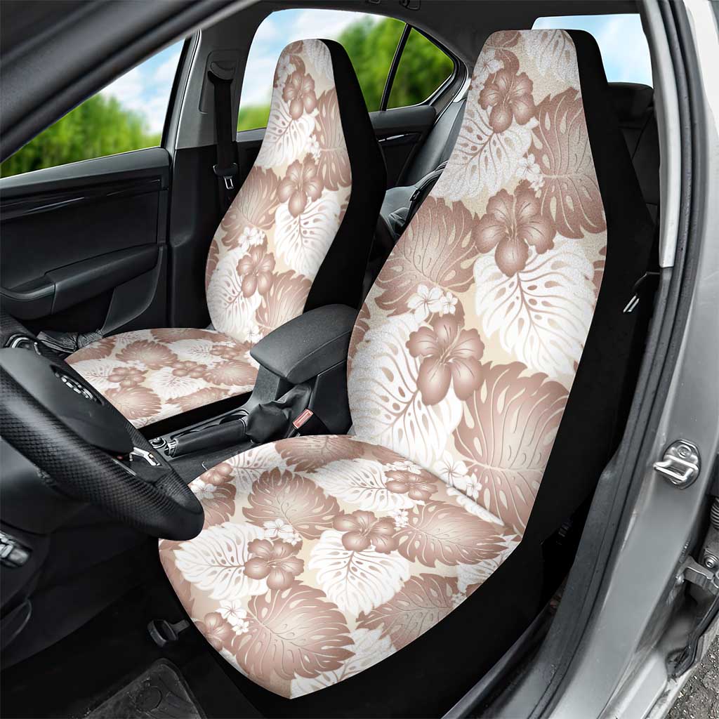 Mocha Mousse Aloha Hawaii Car Seat Cover Monstera Hibiscus Plumeria Seamless Vibes - Polynesian Pride