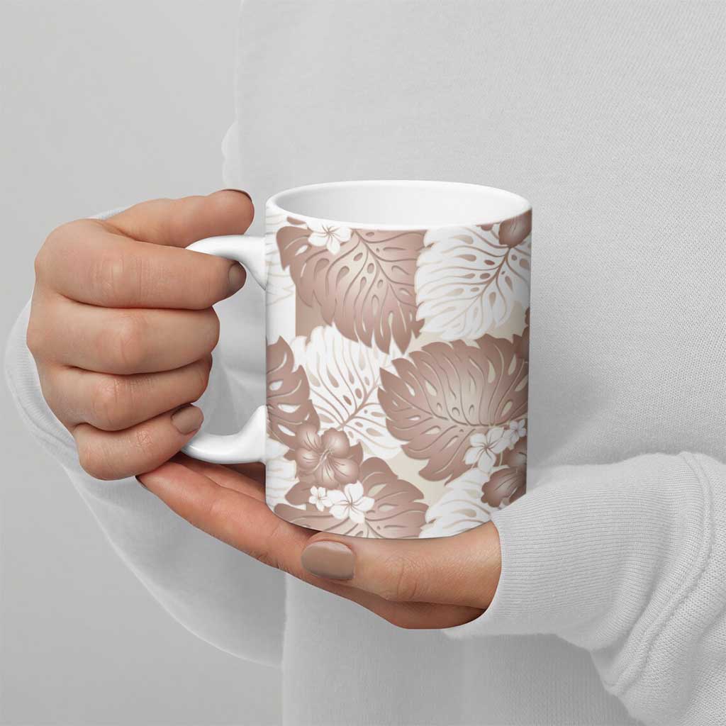 Mocha Mousse Aloha Hawaii Ceramic Mug Monstera Hibiscus Plumeria Seamless Vibes - Polynesian Pride
