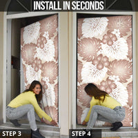 Mocha Mousse Aloha Hawaii Door Cover Monstera Hibiscus Plumeria Seamless Vibes - Polynesian Pride