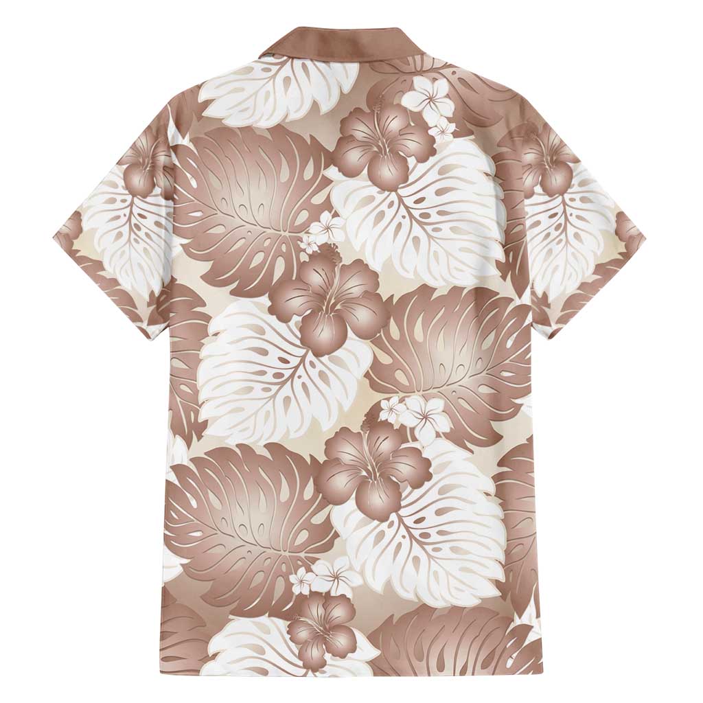 Mocha Mousse Aloha Hawaii Family Matching Long Sleeve Bodycon Dress and Hawaiian Shirt Monstera Hibiscus Plumeria Seamless Vibes - Polynesian Pride