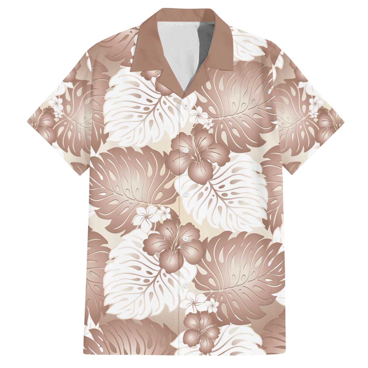 Mocha Mousse Aloha Hawaii Family Matching Off The Shoulder Long Sleeve Dress and Hawaiian Shirt Monstera Hibiscus Plumeria Seamless Vibes - Polynesian Pride