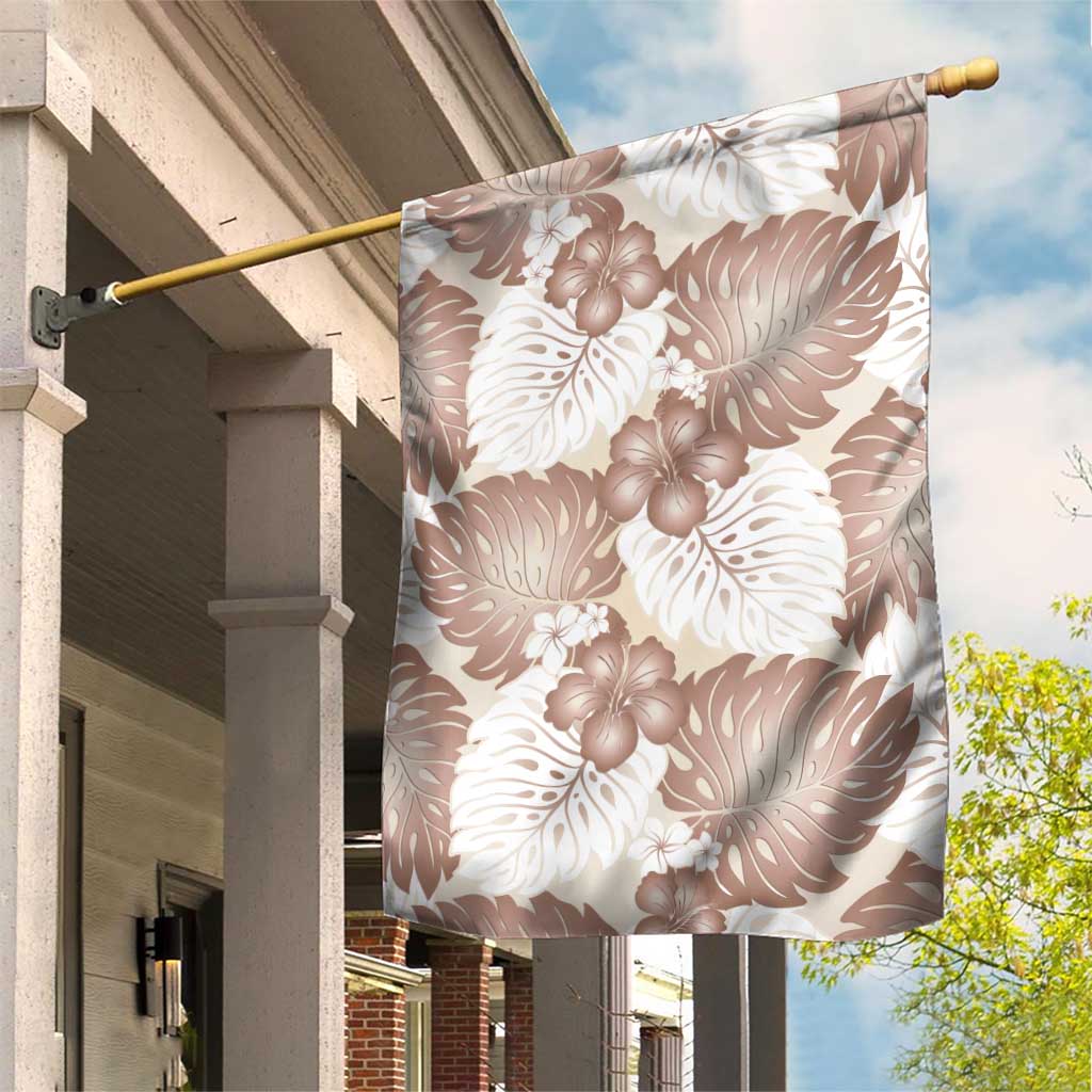 Mocha Mousse Aloha Hawaii Garden Flag Monstera Hibiscus Plumeria Seamless Vibes - Polynesian Pride