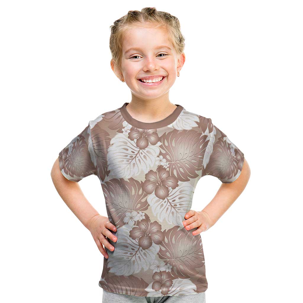 Mocha Mousse Aloha Hawaii Kid T Shirt Monstera Hibiscus Plumeria Seamless Vibes - Polynesian Pride