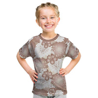 Mocha Mousse Aloha Hawaii Kid T Shirt Monstera Hibiscus Plumeria Seamless Vibes - Polynesian Pride