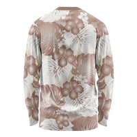 Mocha Mousse Aloha Hawaii Long Sleeve Shirt Monstera Hibiscus Plumeria Seamless Vibes - Polynesian Pride
