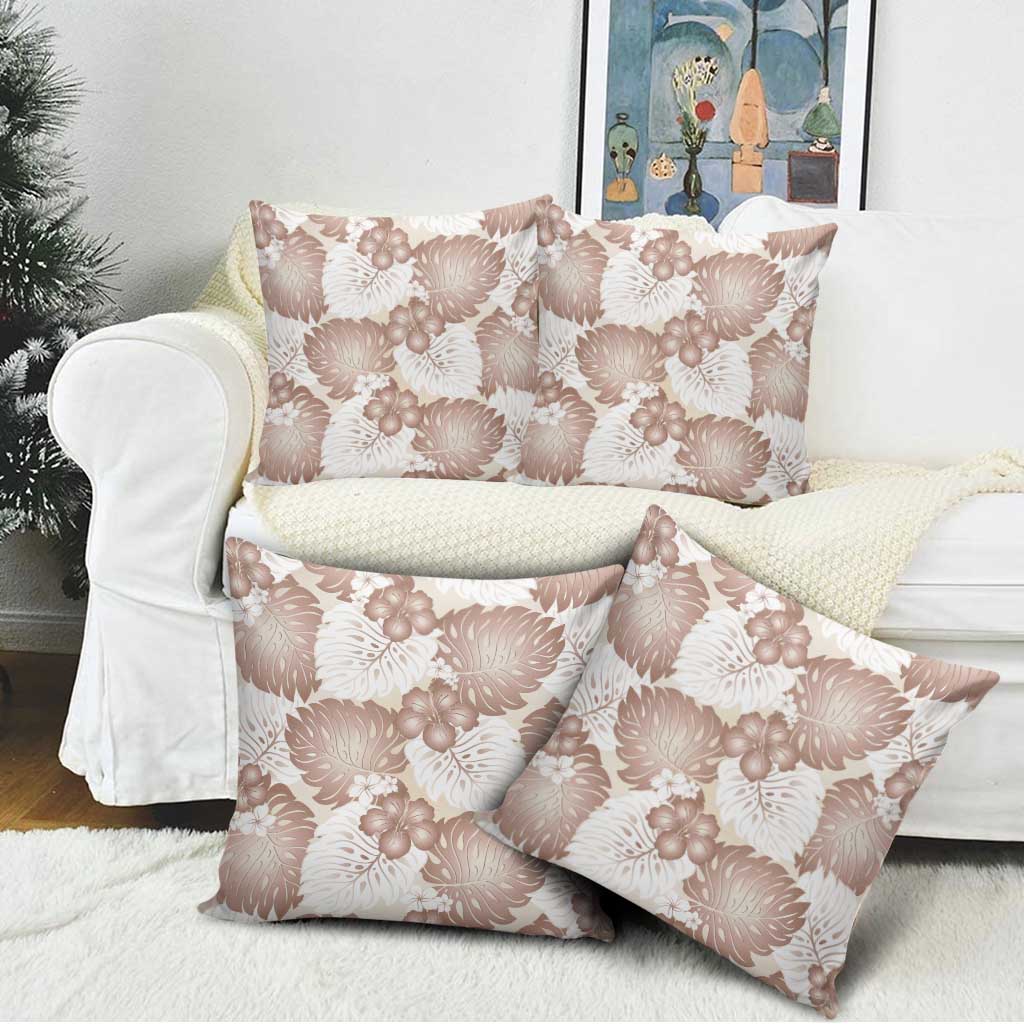 Mocha Mousse Aloha Hawaii Pillow Cover Monstera Hibiscus Plumeria Seamless Vibes - Polynesian Pride