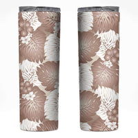 Mocha Mousse Aloha Hawaii Skinny Tumbler Monstera Hibiscus Plumeria Seamless Vibes - Polynesian Pride