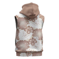 Mocha Mousse Aloha Hawaii Sleeveless Hoodie Monstera Hibiscus Plumeria Seamless Vibes - Polynesian Pride