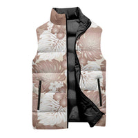 Mocha Mousse Aloha Hawaii Sleeveless Puffer Jacket Monstera Hibiscus Plumeria Seamless Vibes - Polynesian Pride